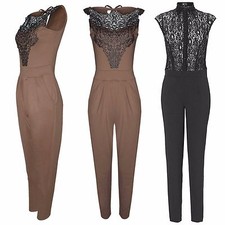 NOUVELLE COMBINAISON FEMME NOIRE CROCHET HAUT FEMMES PANTALON COSTUME DENTELLE LOOK COMBINAISON DE JEU