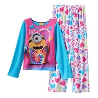 Minions Girl's Pajamas Size 8 Stuart Have A Nice Day Fleece 2 Pc Sleep Set Minions Girl's Pajamas Size 8 Stuart Have A Nice Day Fleece 2 Pc Sleep Set