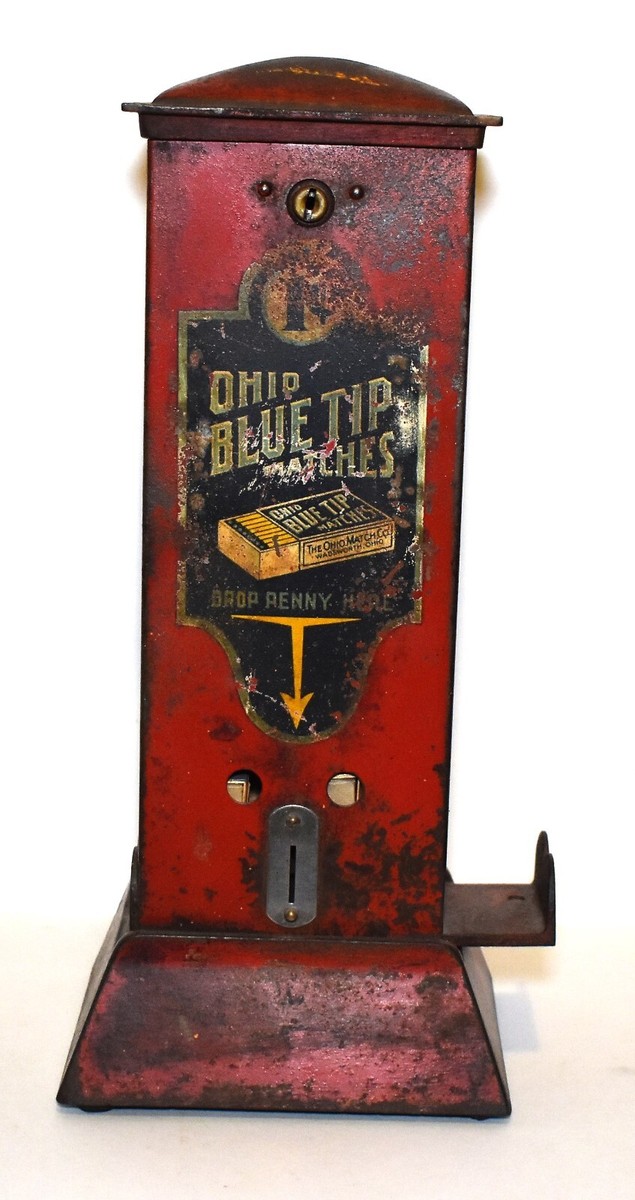 激レアVintage USA ヴィンテージ ビンテージ マッチセット Vintage 1 Cent OHIO Blue Tip BOOK MATCHES Coin Op Dispenser