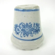 Antique Stoneware Meat Tenderizer Blue Wildflower Stencil Brush McCoy Ohio 1900s