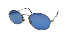 Vintage Maison De Frames 90 Blue Gray Oval Metal Sunglasses Italy W NEW LENSES