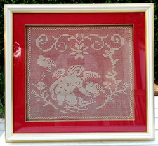 Quadro in cornice 60 cm fatto a mano all'uncinetto dalla Sicilia made in Italy