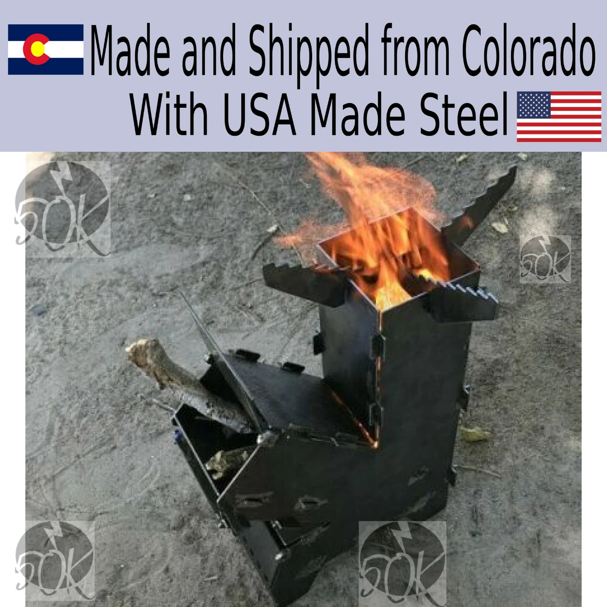 Rocket Stove USA-Made Self-Feeding Model - Collapsible, Flat-Packing Easy  Assmbl | eBay