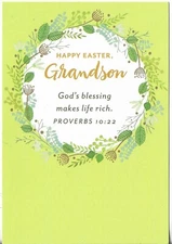 New Happy Easter Card 4.5x7 Happy Easter GRANDSON Gods Blessings Makes Life Rich