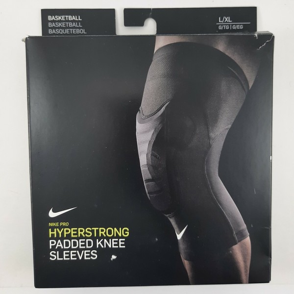 Nike Pro HyperStrong Padded Knee Sleeves Black White Swoosh Men's Women's L/XL 884726224748