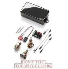 EMG 60A BLACK CHROME ALNICO HUMBUCKER 18.7mm THREADED LONG SHAFT POTS & WIRING