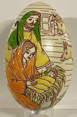 Two-Sided Ukranian/Romanian Pysanky Christmas Easter Goose  Egg. NATCR20
