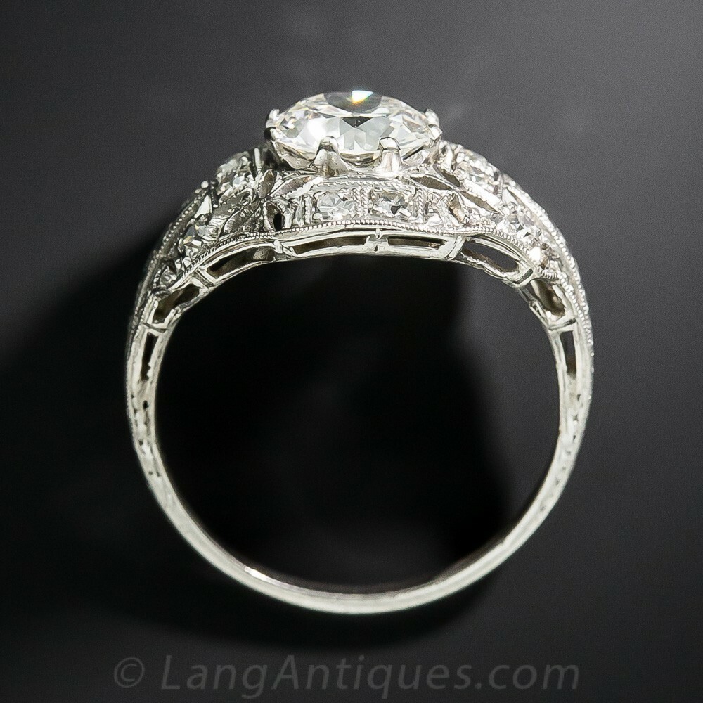 Art Deco 1.45CT White Round Cut CZ Antique Engagement Wedding 925 ...