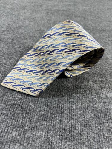 Turnbull Asser Mens Tie Blue Yellow Silk Hand Made London England Career Dressy