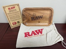 RAW Small Wood Cigarette Rolling Tray w/Bag 11.5" x 7" -New