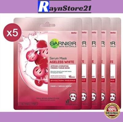 5x GARNIER Serum Mask Ageless White Intense Hydrating Moisturize Firming Skin