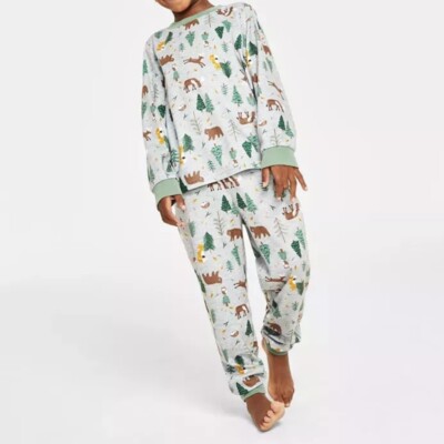 Family Pajamas Matching Forest Pajamas Set Kids L (10/12) Woodland Forest