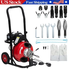 Drain Cleaner Machine ,Auto Feed 75 Ft x 1/2" Electric Drain Auger Sewer Snake