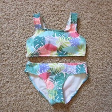 NWOT Art Class Medium 7/8 Blue Green Tropical 2 Pc Bikini Swimsuit