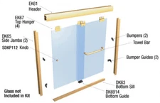 Brite Gold Anodized 60" x 72" Suite "EK" Series Shower Door Kit GLASS NOT IN