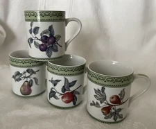 Andrea by Sadek - WINTERTHUR FRUIT - Set of 4 Green Edge Mugs - Retired!