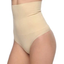 Seamless Hi-Waist Shaper With Thong Bottom Nude
