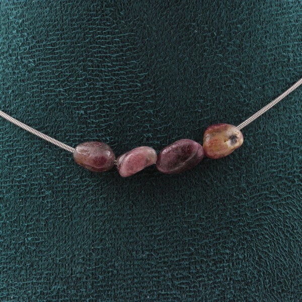 Schmucksteine Collier 4 Perlen Tourmalin Rubellit Aus Brasilien-image