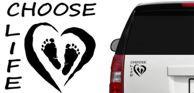 CHOOSE LIFE PRO LIFE DECAL STICKER WINDOW CAR MIRROR VINYL DIE CUT WHITE
