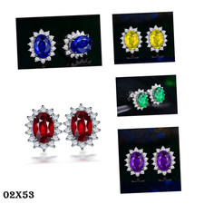 Luxus Damen Ohrringe Ohr-stecker 925S Silber Diamant Amethyst farbige Edelstein