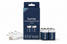 4 Pack 9 Volt Lithium Ion Rechargeable Batteries 650mAh USB-C Type Cable Bump