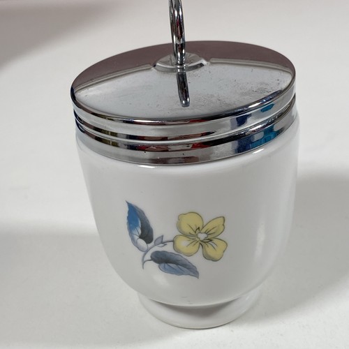Vintage Royal Worcester Woodland Egg Coddler Large White Floral Silver Lid Boxed - Picture 3 of 7