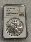 2020 SILVER EAGLE NGC MS 69 ~~ BROWN LABEL  ~~ NO SPOTS ~~ PRISTINE (456)
