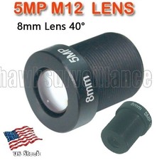 HD 8.0mm CCTV Camera Lens 5MP 1/2.5" F2.0 FPV Security Lens for Camera, Black