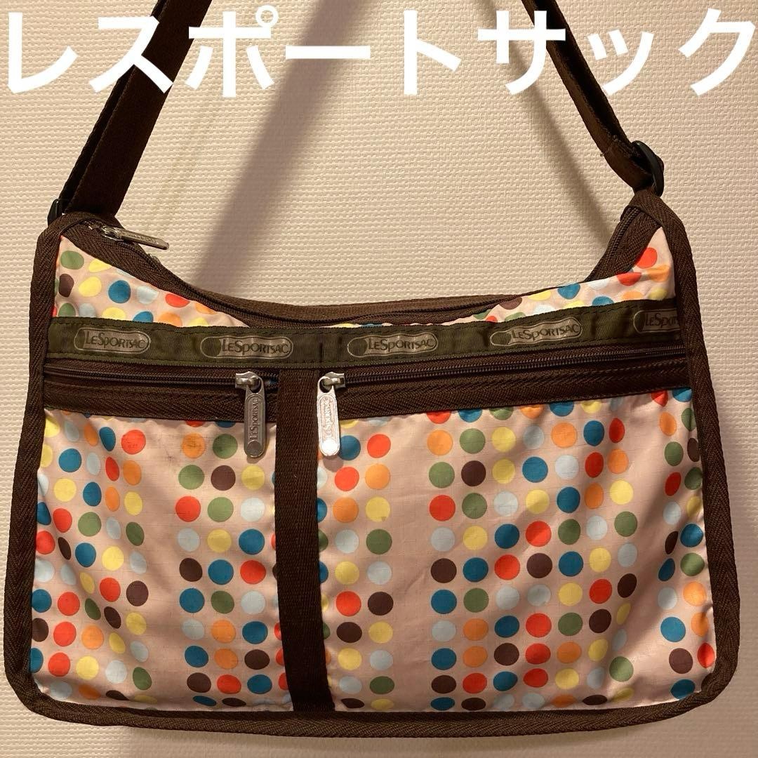 LeSportsac shoulder bag large dot pattern beige b… - image 1