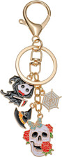 Halloween Keychain Charms Accessories, Pumpkin Bat Spider Web Skull Key Ring for