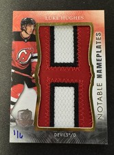 2023-24 The Cup Luke Hughes Notable Nameplates Game Used Rookie Patch /6 “H” 1/1