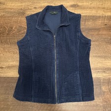 Woolrich Corduroy Vest Womens Full Zip Sleeveless Pockets Casual Blue Large