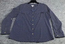 Croft & Barrow Women’s V Neck Button Top W/ Pockets Long Sleeve Shirt Blouse XL