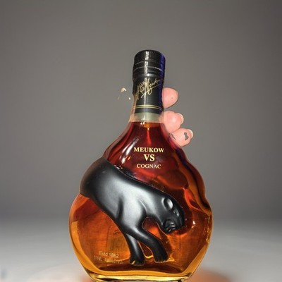 SUPER RARE Meukow VS Cognac Bottle Black Panther Tinted Brown