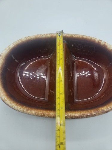 Casco H.P. Cazuela dividida ovalada a prueba de horno Co cerámica por goteo marrón EE. UU. - Imagen 8 de 13