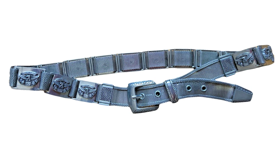 Vintage Ornate Eagles Accent Mesh Silver-tone Metal Belt 39-inch-long - Image 2 of 4