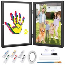 Family Handprint Kit - DIY Baby Hand and Footprint Keepsake with Wooden Black