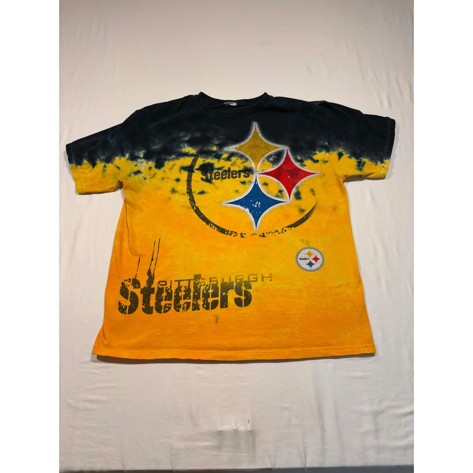 Pittsburgh Steelers Tie Dye Graphic T-Shirt Mens Yellow Black NFL Football Tee