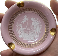 Vintage MCM Florentine  Italian  Ashtray  Pink Gold Accent Hand Made in Italy 4"