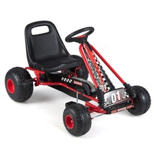 Go Kart for Kids 4 Wheels Pedal with Adjustable Seat and Multi-Terrain Wheels-Re