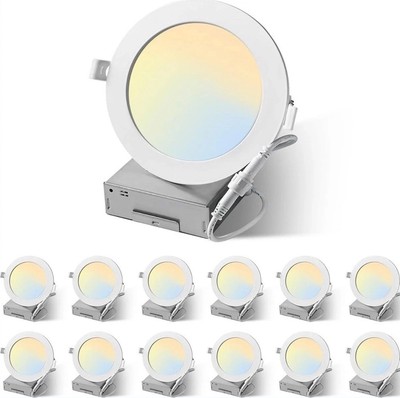 LMP 12 Pack - 6 Inch 5CCT Dimmable Ultra Thin LED Recessed Lighting Selectable