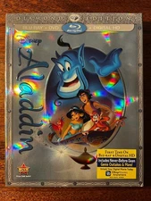 Aladdin (1992, Blu-ray + DVD w/slipcover) LIKE NEW