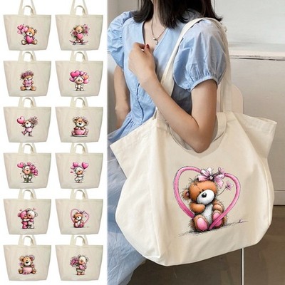 Bedruckte Einkaufstasche Teddybär Design Mehrzweck Schultertasche