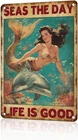 Vintage Mermaid Tin Metal Signs Home Décor Seas The Day Retro Dolphin Poster Lif
