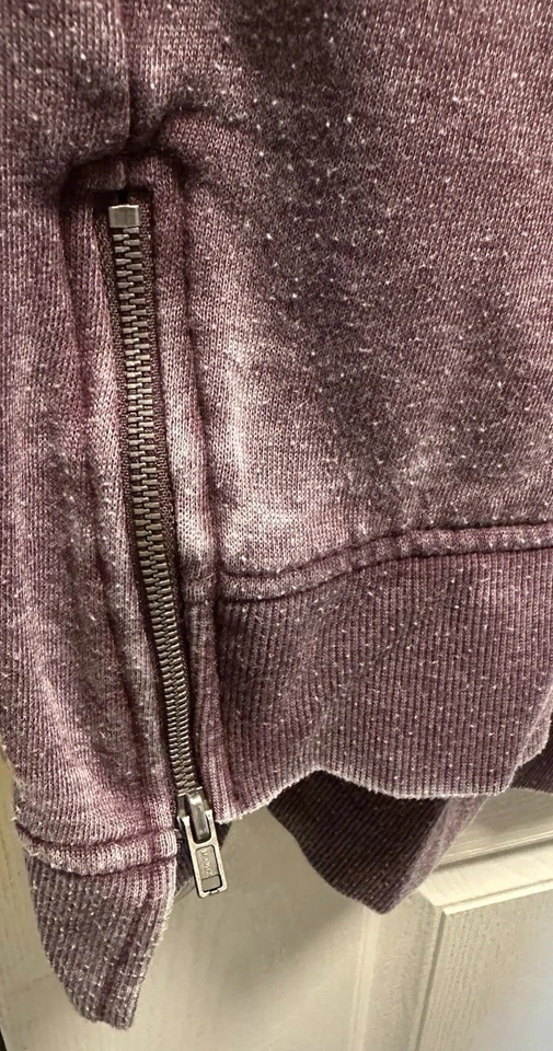 Sudadera con capucha para mujer SO desgastada, cremalleras laterales, púrpura, talla XL Foto 3 de 4