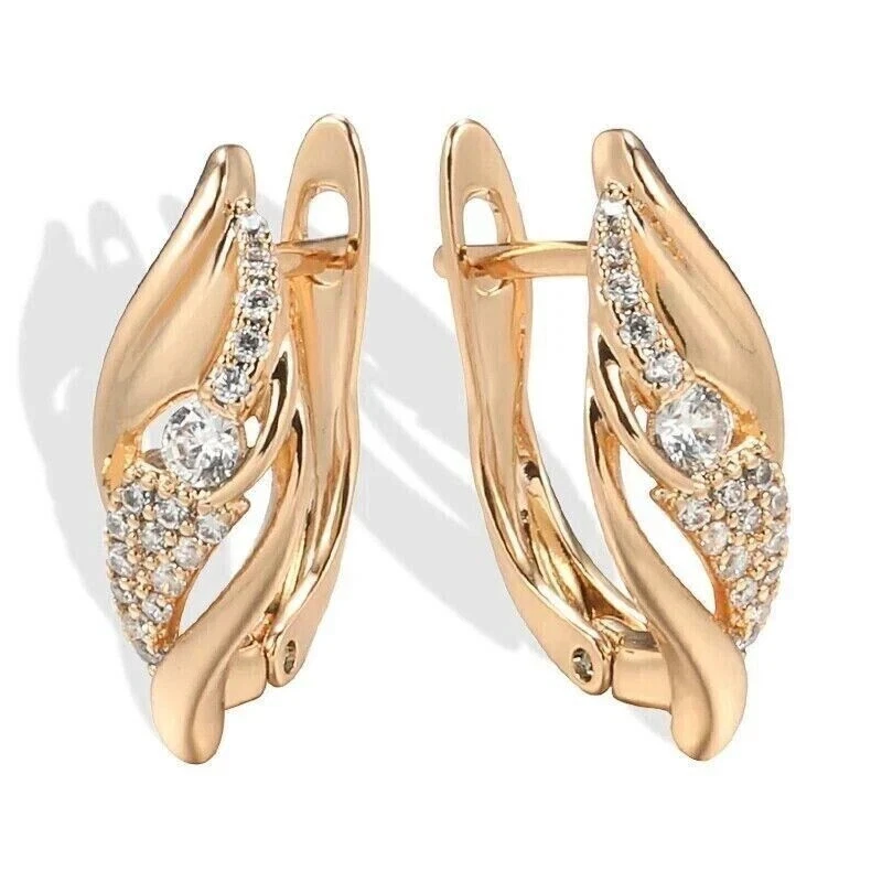 1Ct Round Lab Created Diamond Women's Huggie Hoop Earrings 14K Rose Gold Plated - Image 3 of 3