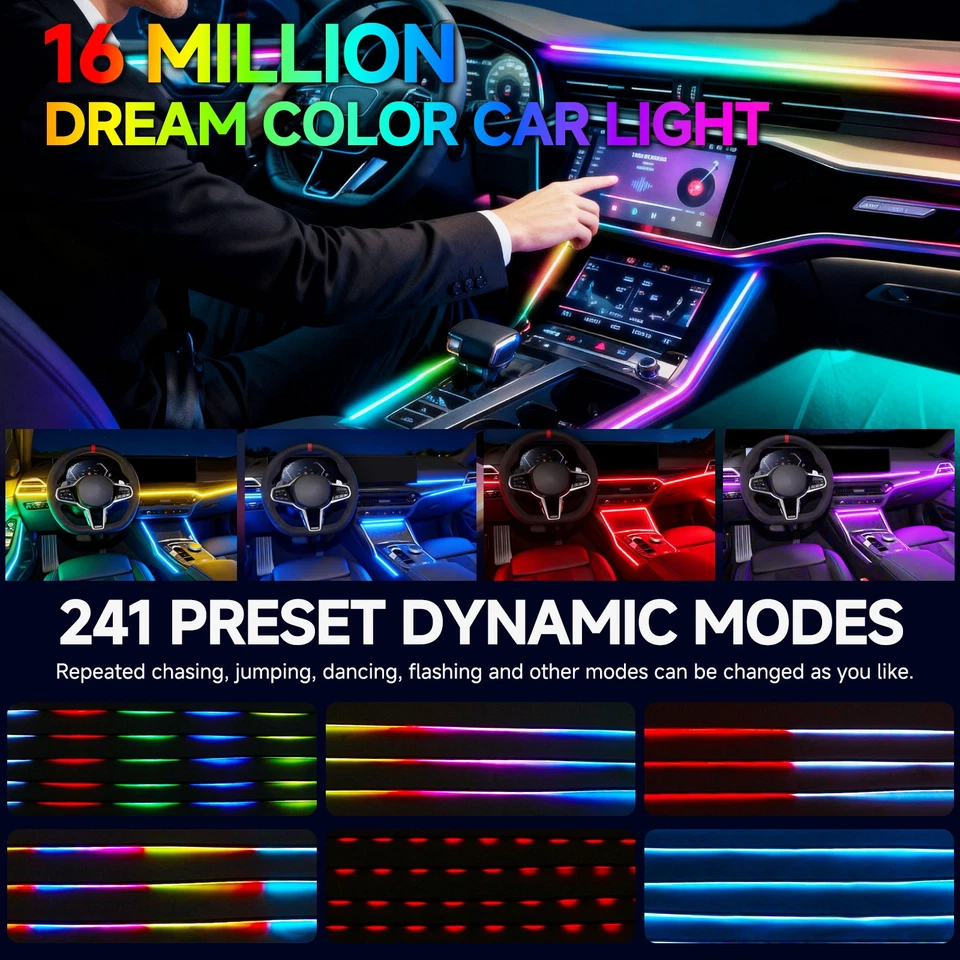 10 in 1 Acrylic Strip LED RGB Car Interior Ambient Atmosphere Lights For Honda - Imagem 2 de 4