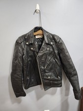 Vintage Black Leather Excelled Biker/Bomber Jacket Distressed Grunge