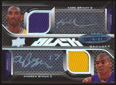 2008 UD BLACK KOBE BRYANT MAGIC JOHNSON KAREEM ABDUL JABBAR QUAD PATCH AUTO 3/10