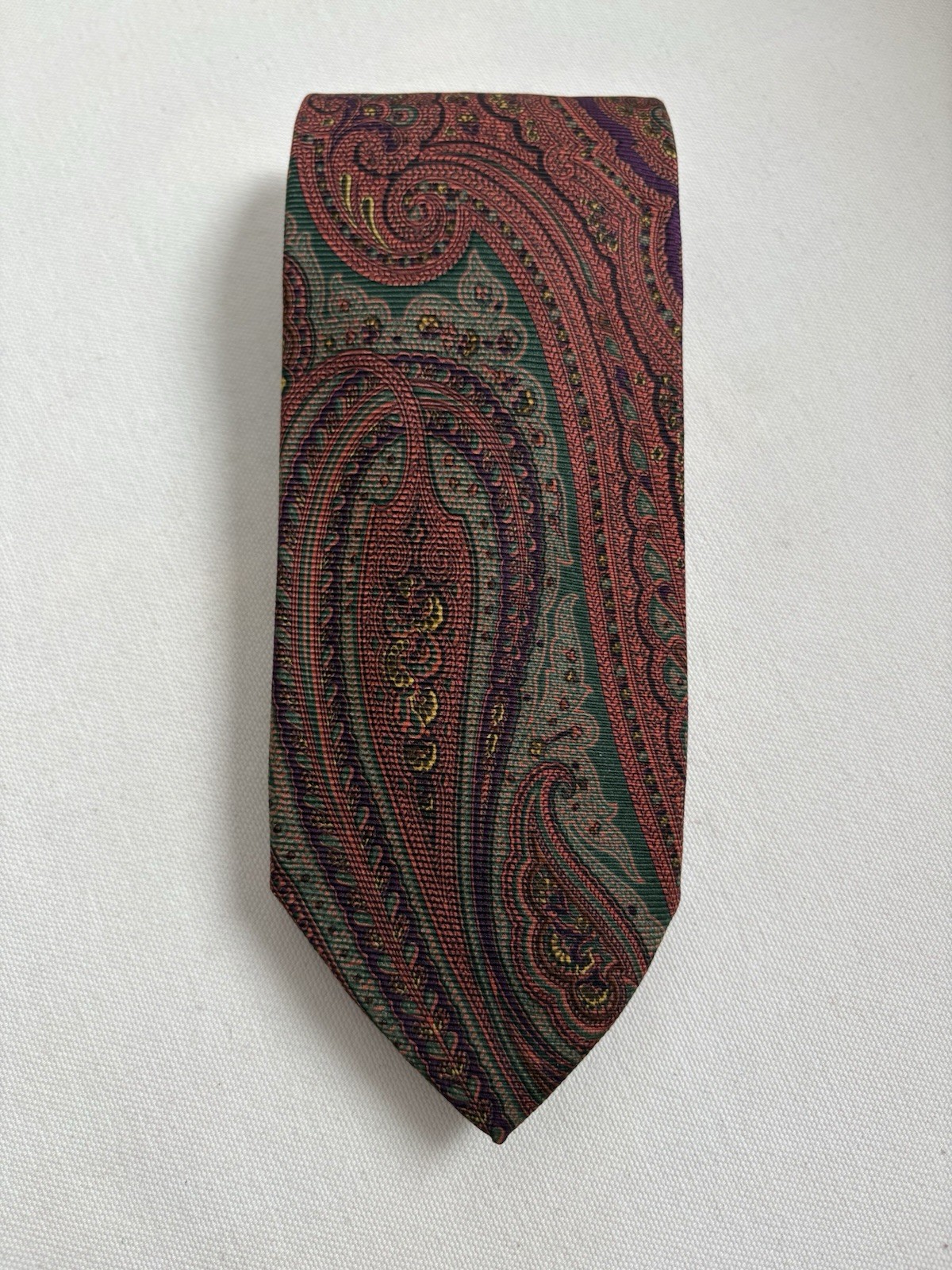 VTG Polo Ralph Lauren 100% Silk Paisley Neck Tie Made in USA Made by Hand